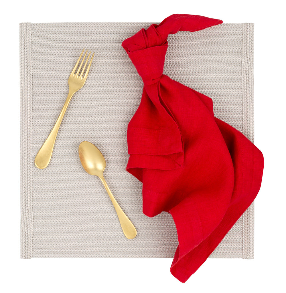 Linen beige indoor outdoor square placemat
