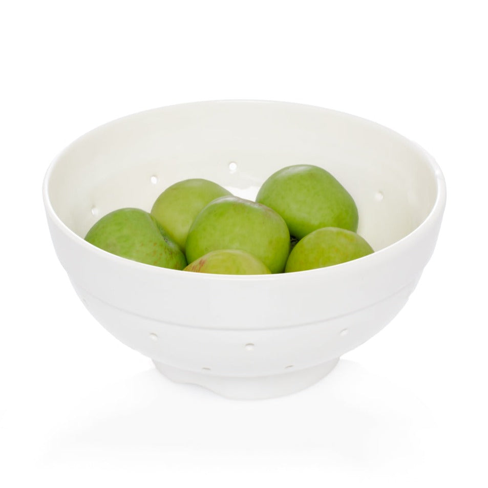 White ceramic colander