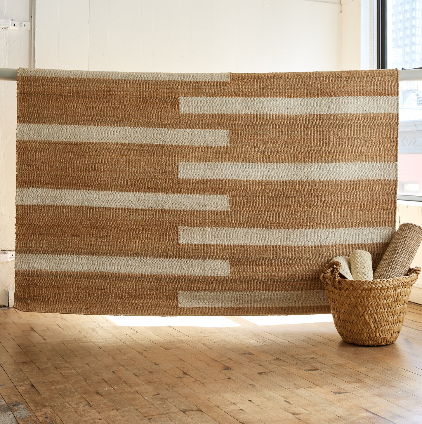 Ivory Staggered Blocks Rug, 8' x 10'