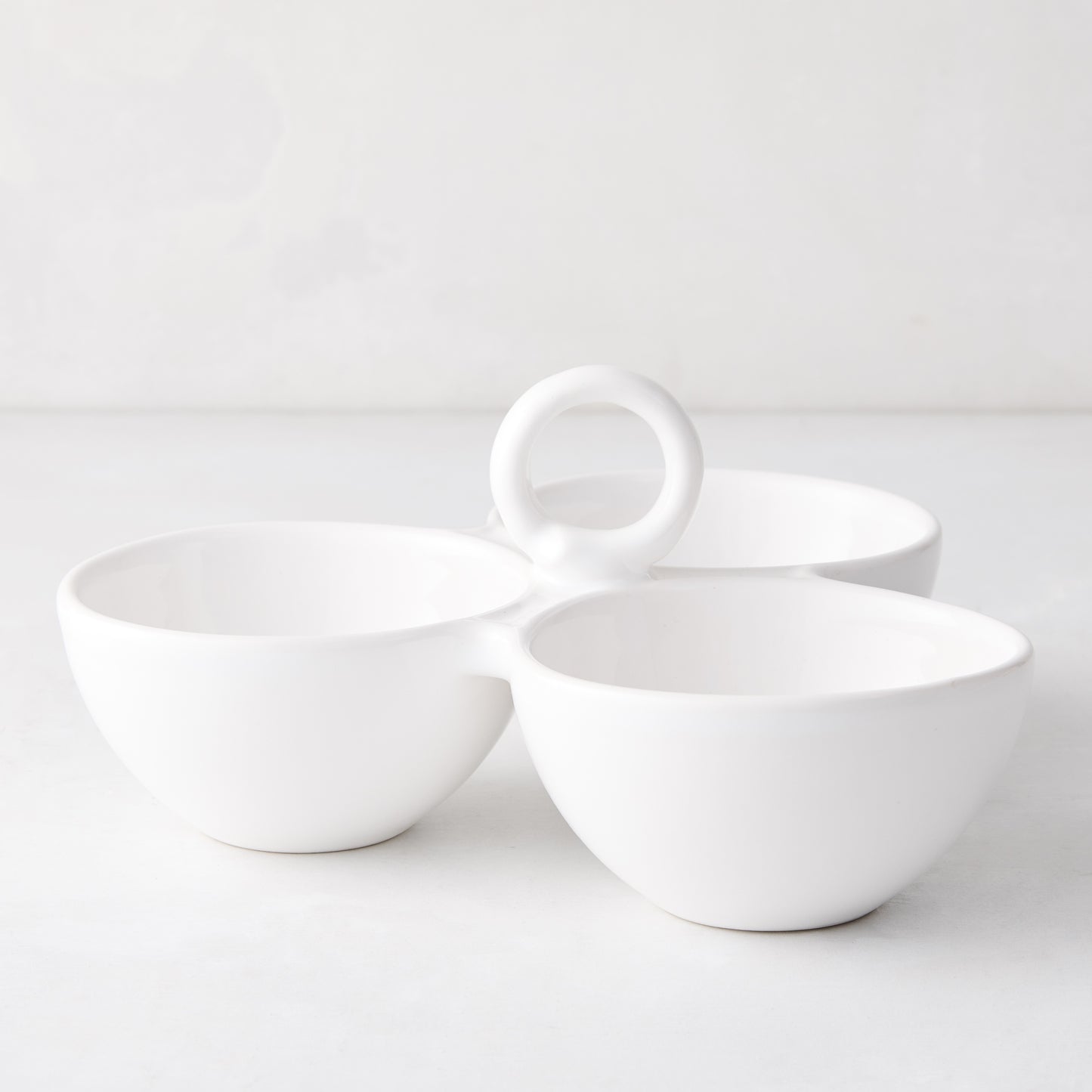 White Ceramic Triple Serve Bowl