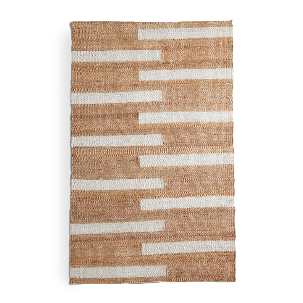 Ivory Staggered Blocks Rug, 5' x 8'