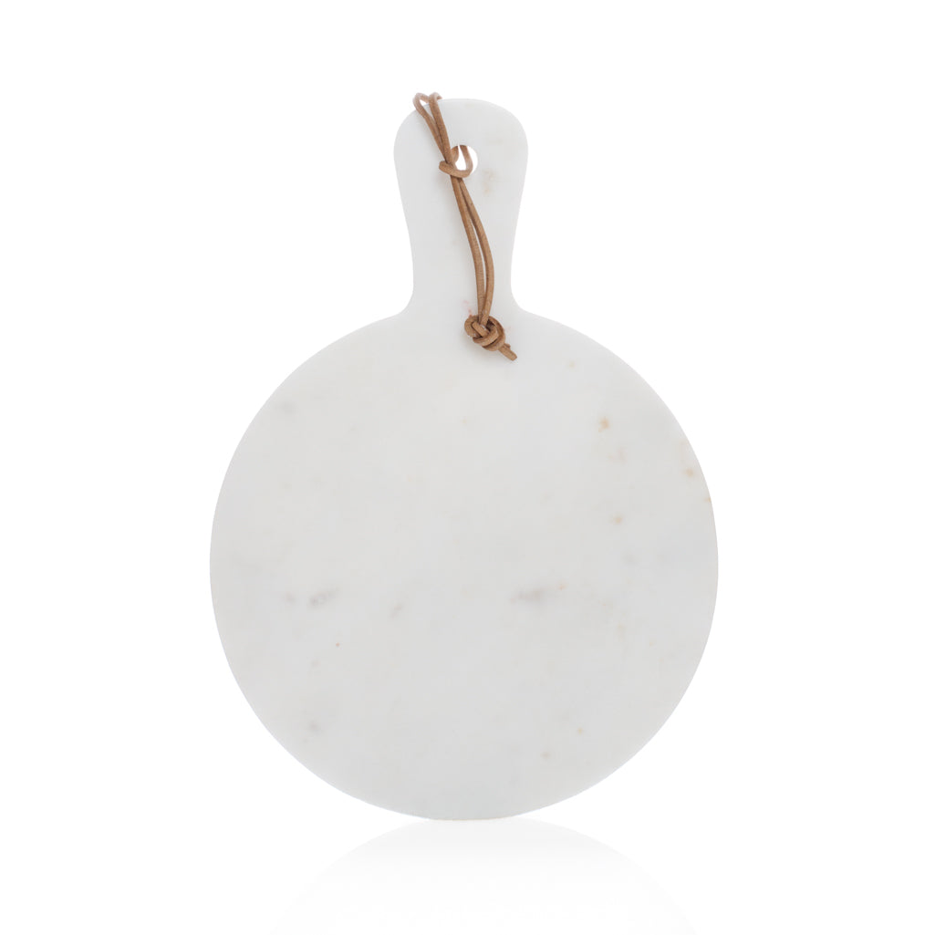 Flat Edge White Round Marble Paddle