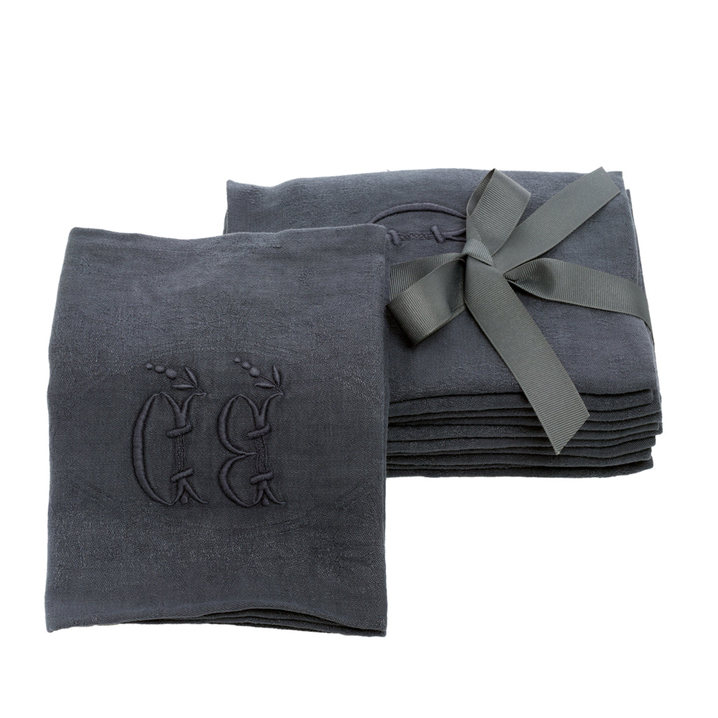 Graphite Grey - Antique French Napkins, Set of 6