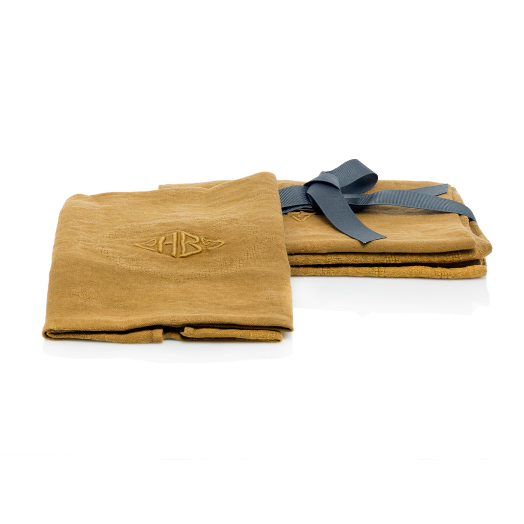 Caramel - Antique French Monogram Napkins, Set of 4