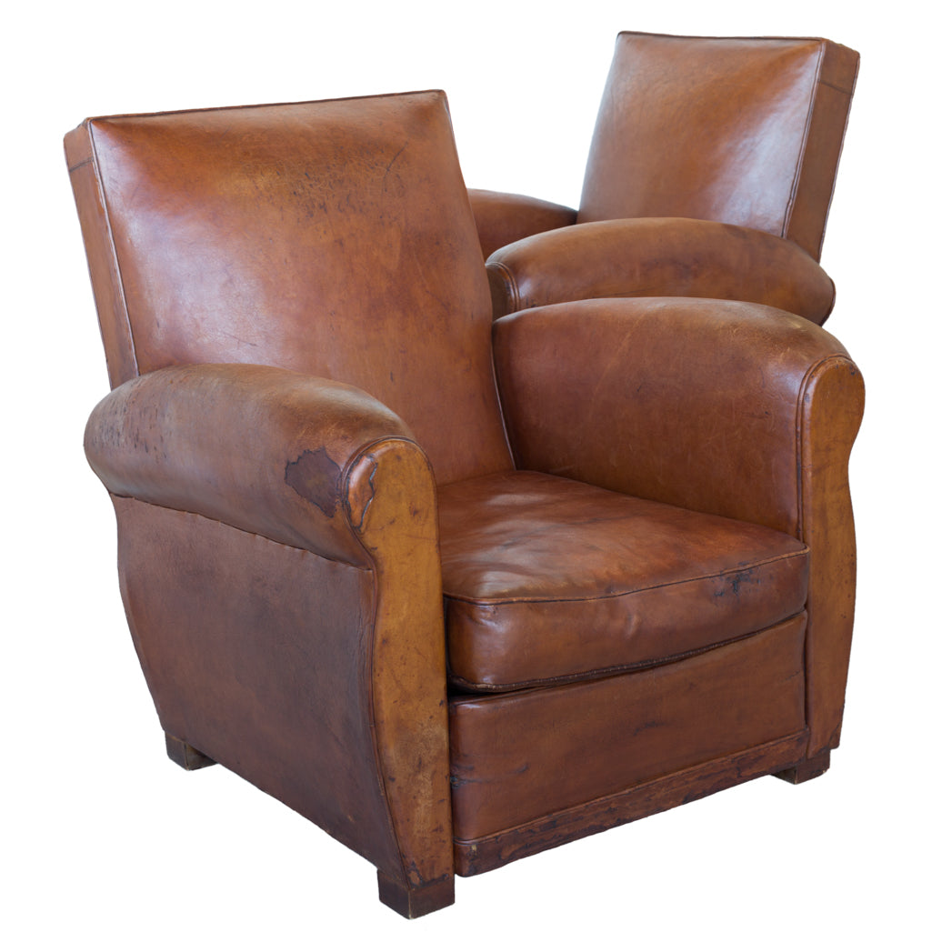 Pair of Leather Club Chairs