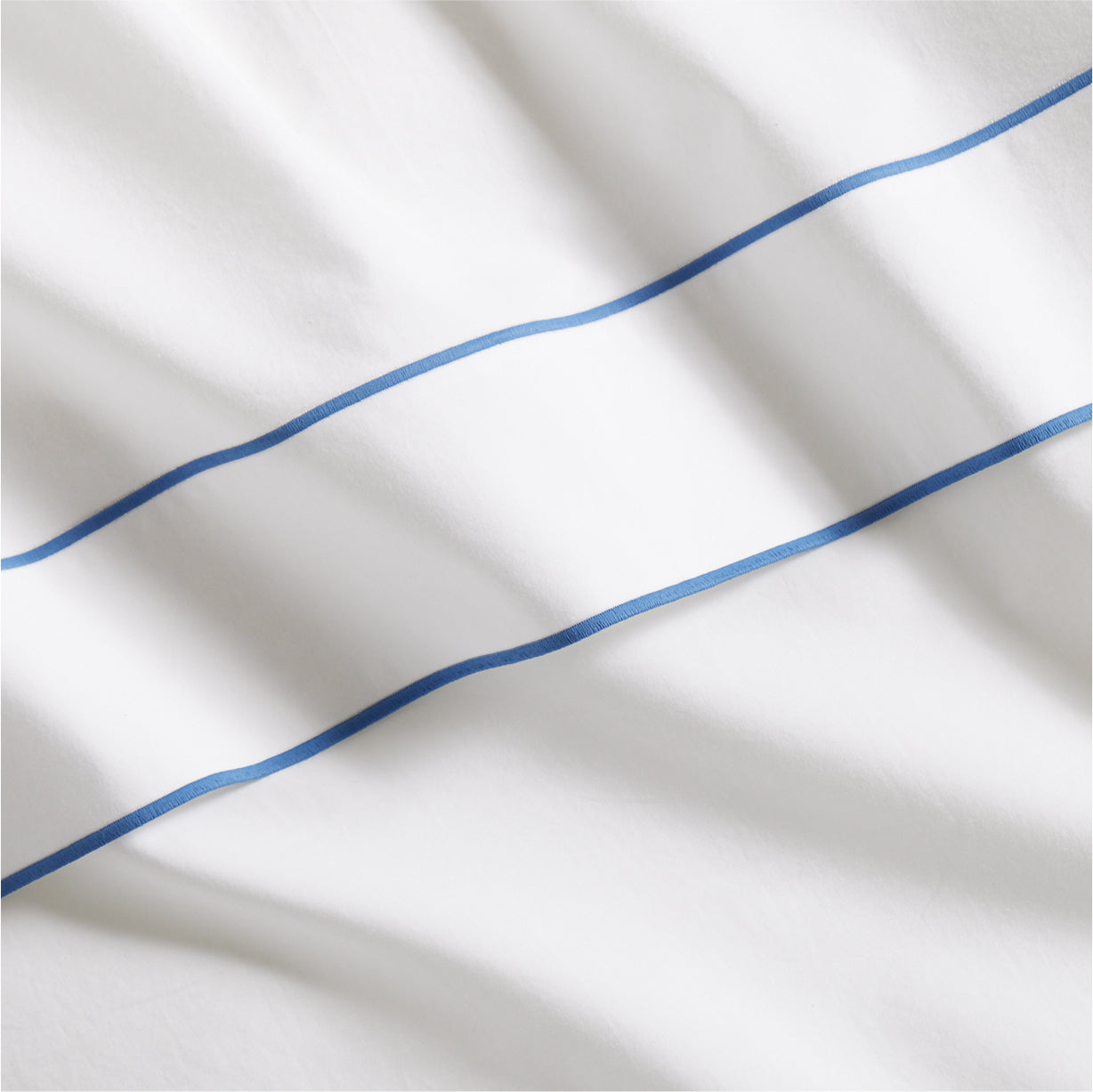 Blue Border Satin Stitch Percale Sheet Set