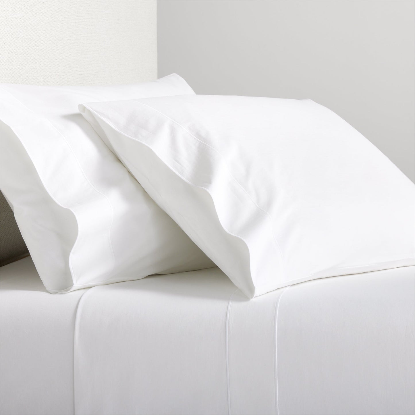 White Satin Stitch Percale Sheet Set