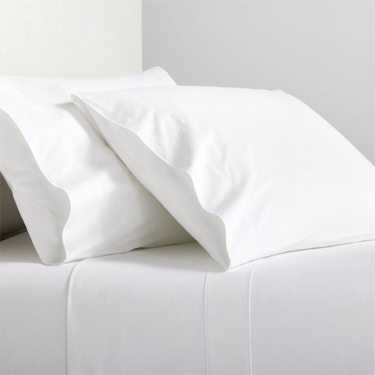 White Satin Stitch Percale Sheet Set