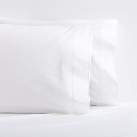 White Satin Stitch Percale Pillowcases, set of 2
