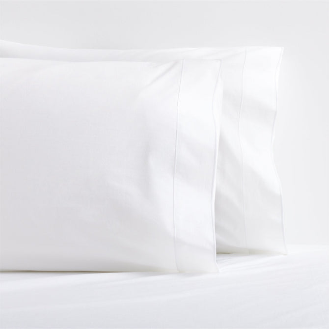 White Satin Stitch Percale Pillowcases, set of 2