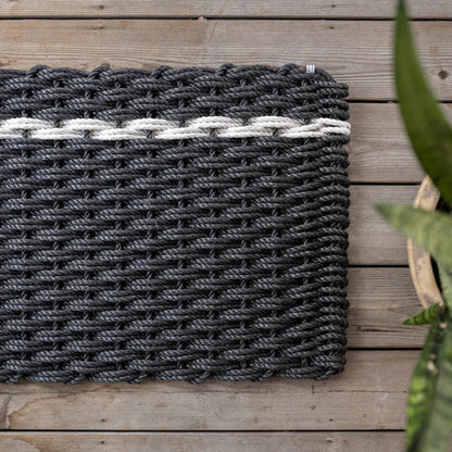 Charcoal with White Pearl Stripe Rope Doormat
