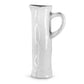tall handmade white ceramic pitcher with handle
