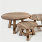 set 3 round wood coffee table rustic natural 