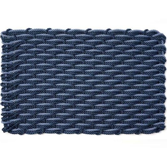 navy and pale blue braided rope doormat
