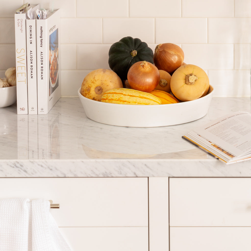 Deep white ceramic platter