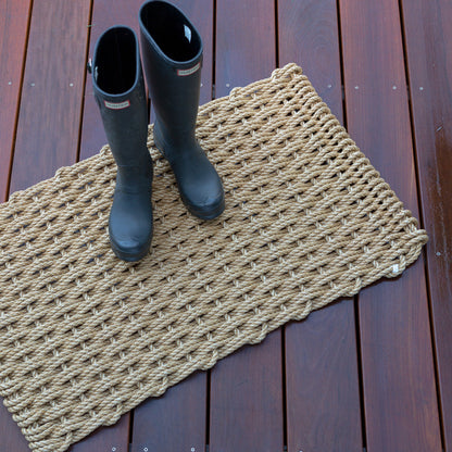 Large Sand Braided Rope Doormat