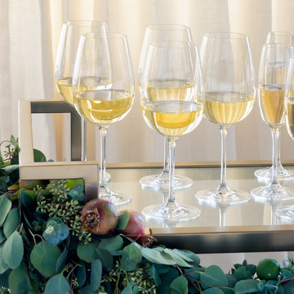 brass bar cart with wine glass 