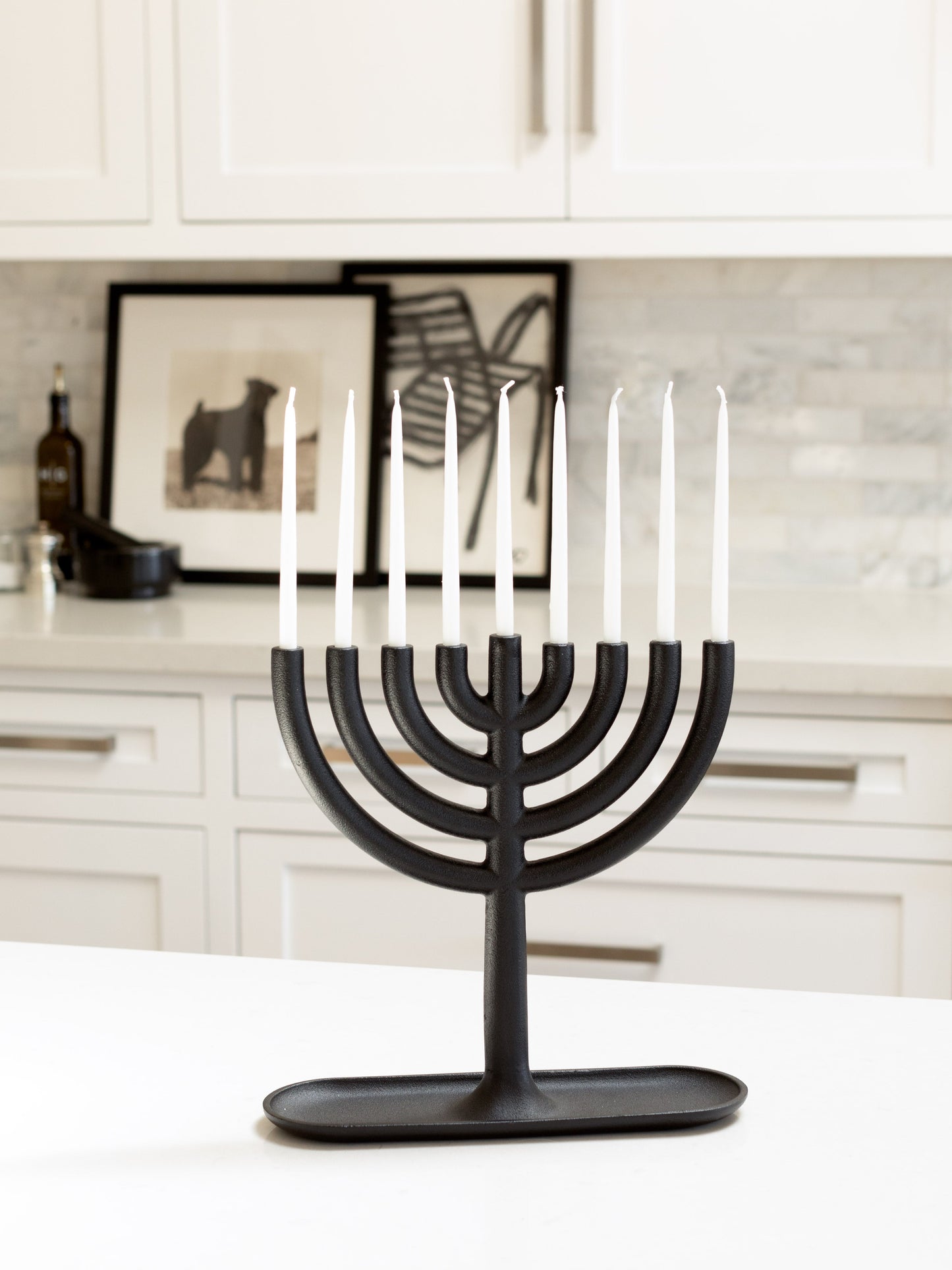White wax menorah taper candles 