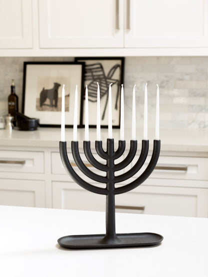 White wax menorah taper candles 