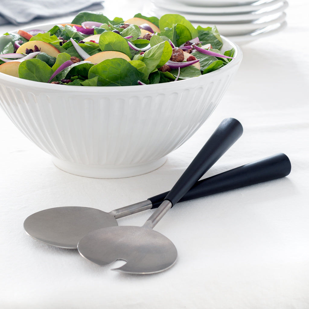 Oversized Silver and Black Mango Wood Serving Set