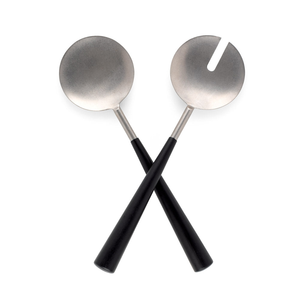 Oversized Silver and Black Mango Wood Serving Set