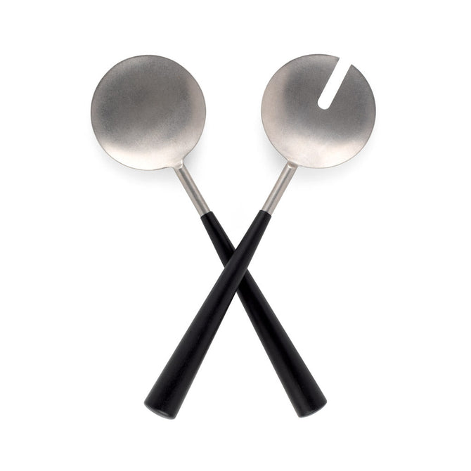 Oversized Silver and Black Mango Wood Serving Set