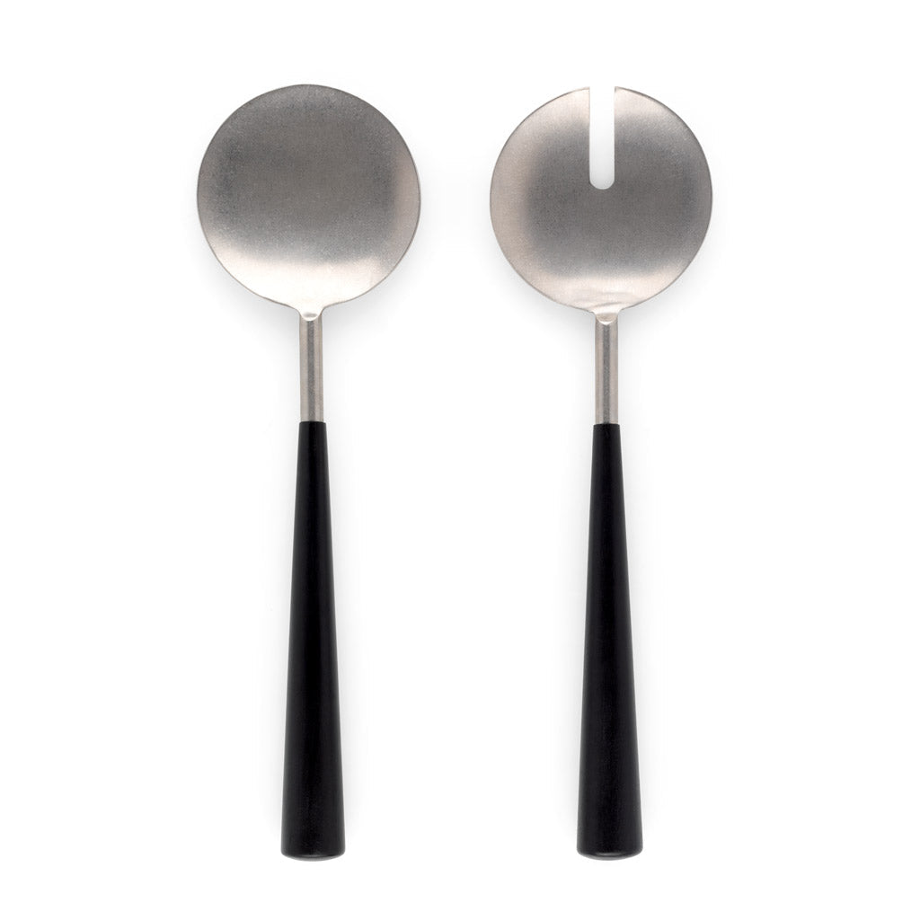 Oversized Silver and Black Mango Wood Serving Set