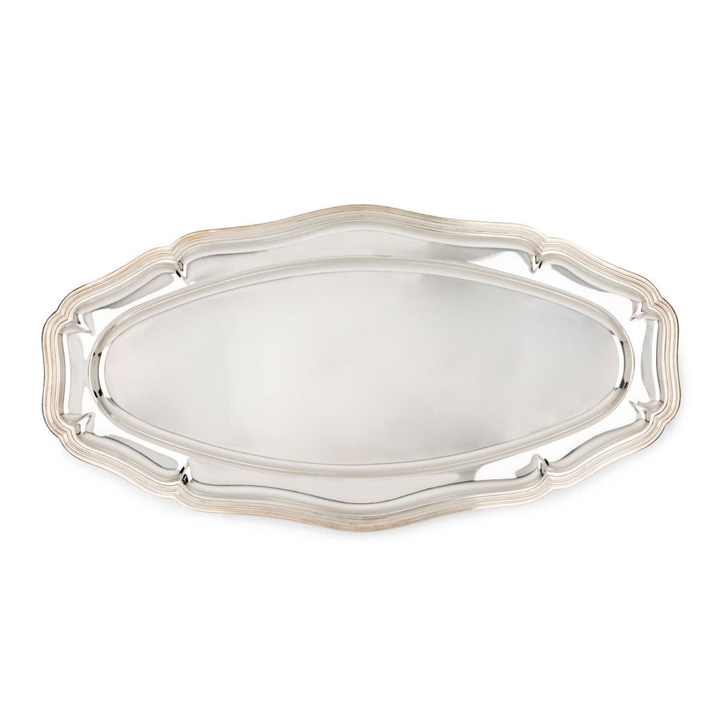 Vintage Silverplate Oval Tray with Ornate Edge
