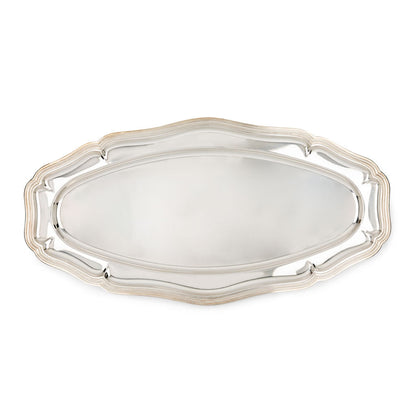 Vintage Silverplate Oval Tray with Ornate Edge