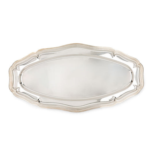 Vintage Silverplate Oval Tray with Ornate Edge