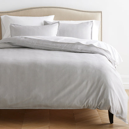 grey stripe cotton-chambray duvet 