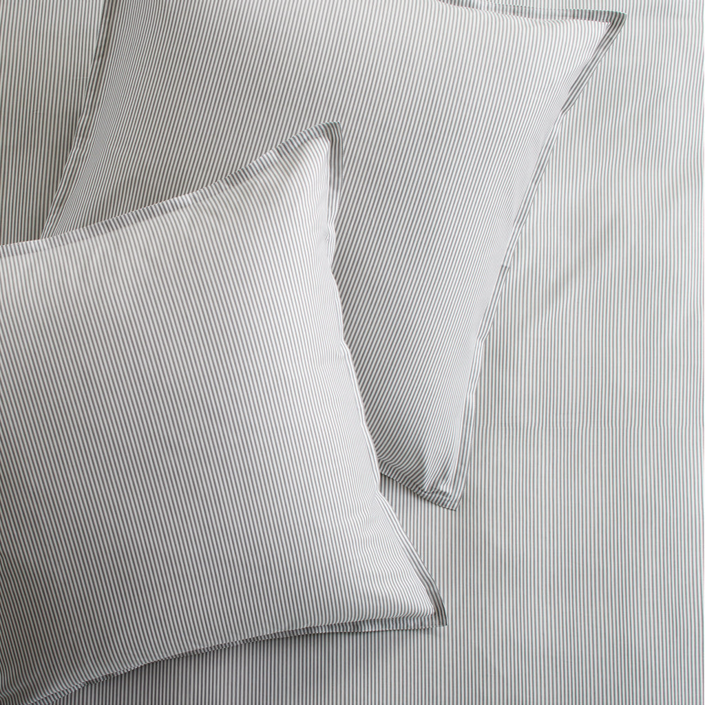 grey and white stripe cotton euro shams chambray stripe european