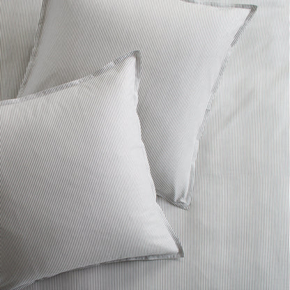 grey and white stripe cotton euro shams chambray stripe european