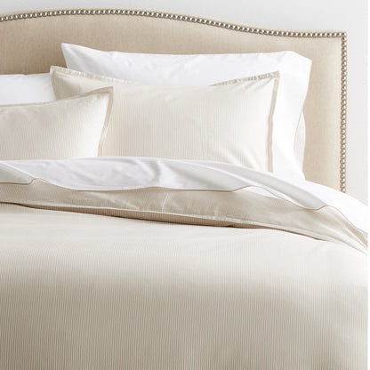 standard king khaki stripe cotton chambray  european style bedding 