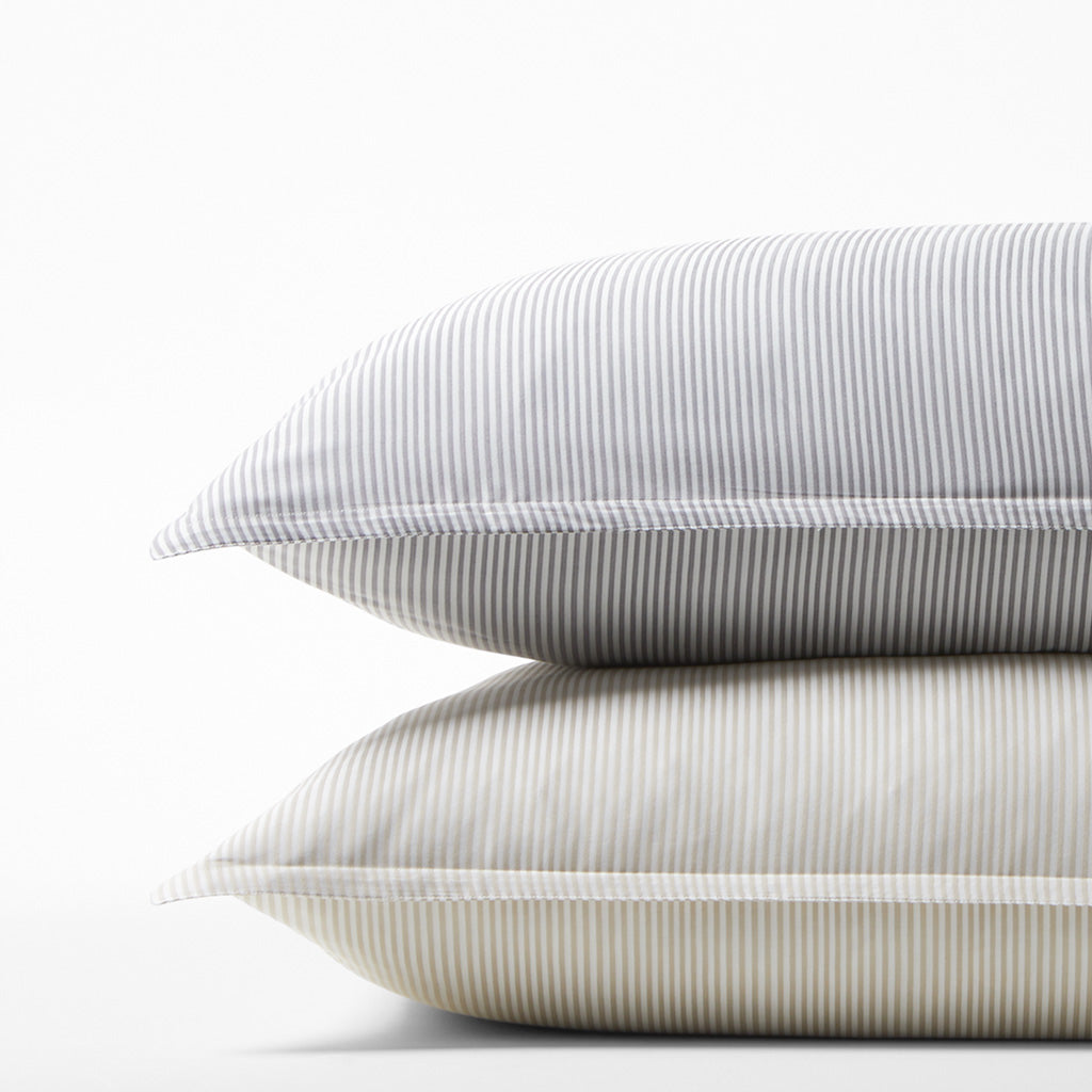 set of 2 pillow shams grey stripe khaki stripe standard king