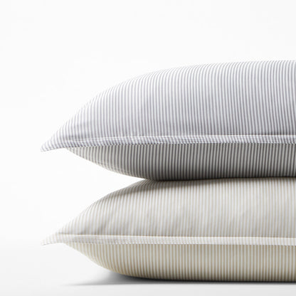 set of 2 pillow shams grey stripe khaki stripe standard king