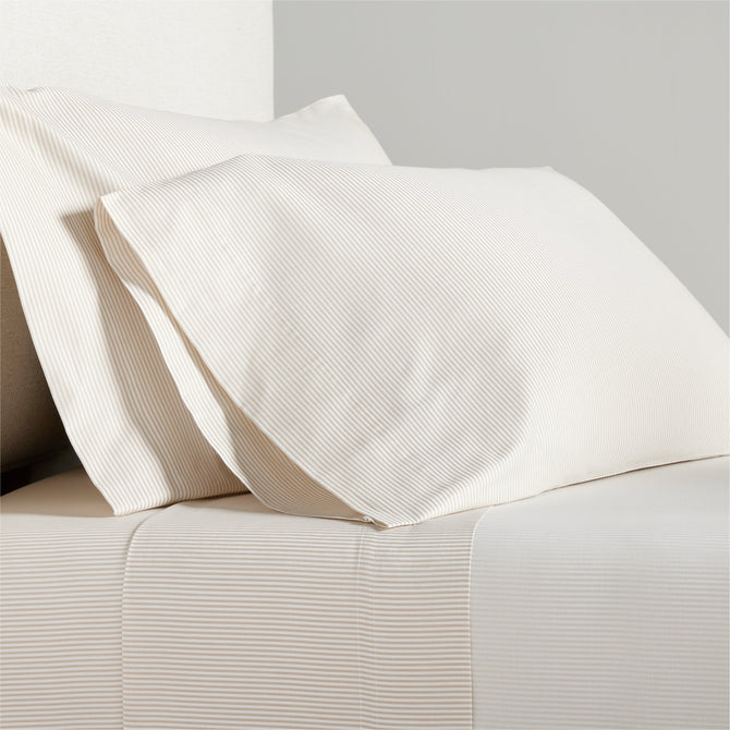 Khaki Stripe Cotton-Chambray Sheet Set