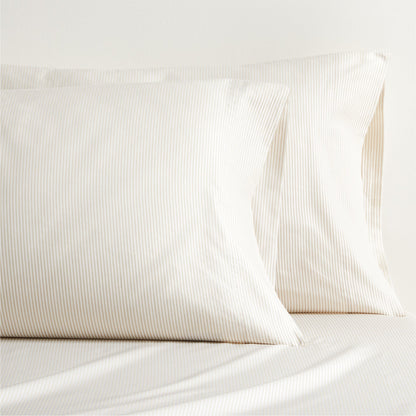 Khaki Stripe Cotton-Chambray Sheet Set