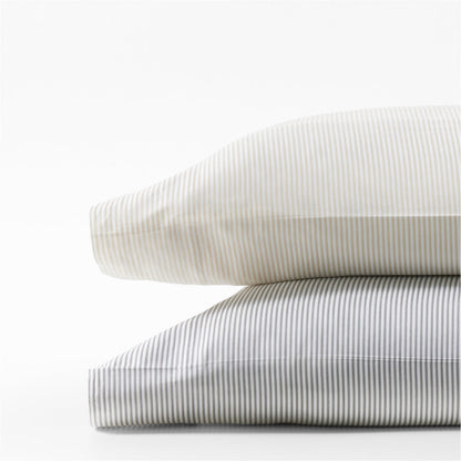 Khaki Stripe Cotton-Chambray Sheet Set