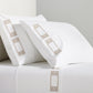 Khaki Modern Embroidered Greek Key Percale Sheet Set