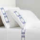 Navy Modern Embroidered Greek Key Percale Sheet Set
