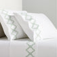 Seafoam Green Modern Embroidered Tile Percale Sheet Set