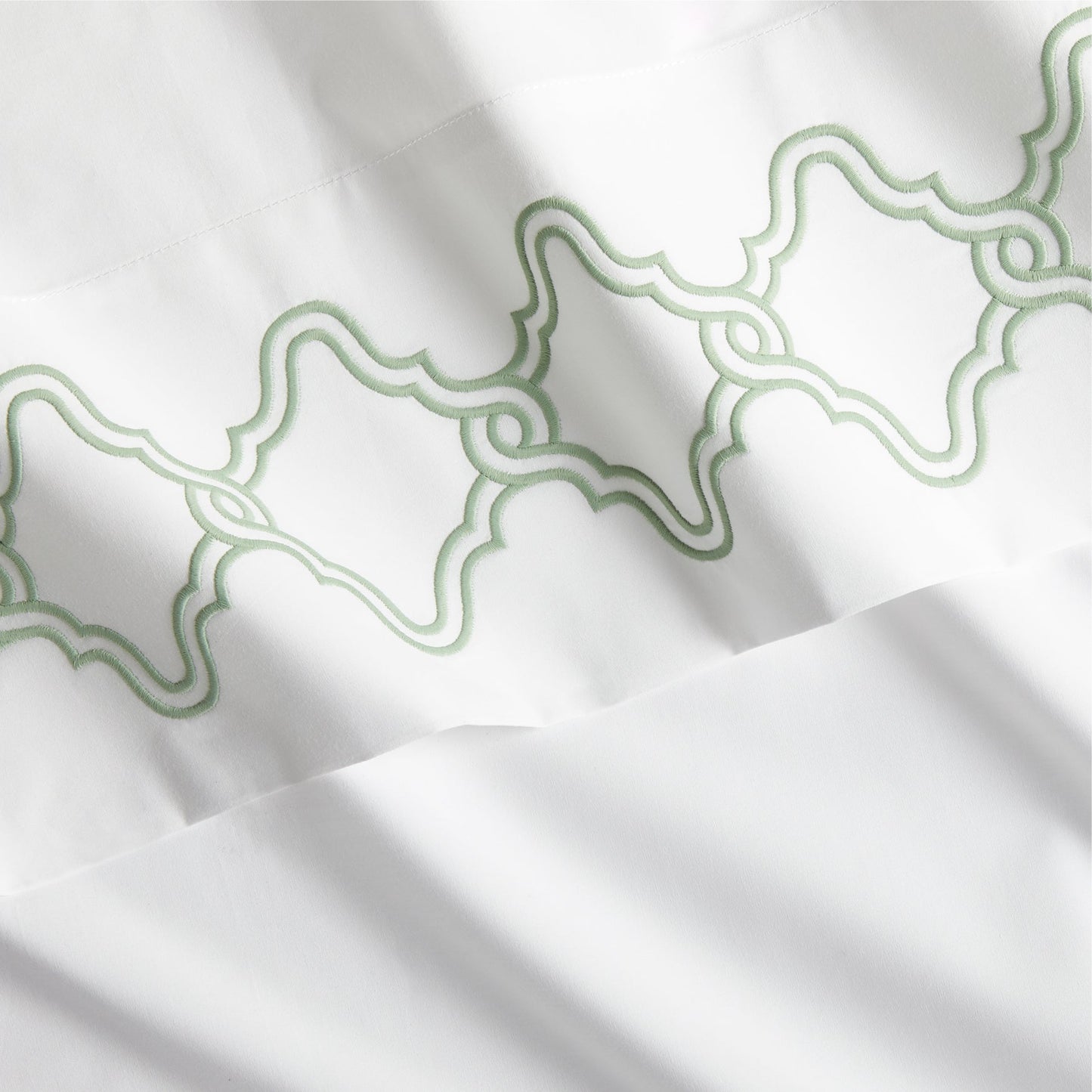 Seafoam Green Modern Embroidered Tile Percale Sheet Set