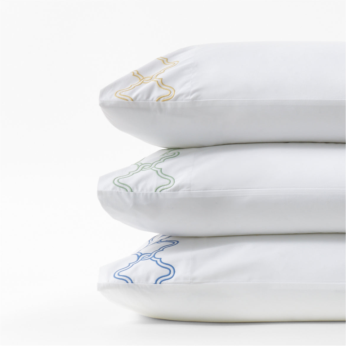 Blue Modern Embroidered Tile Percale Sheet Set