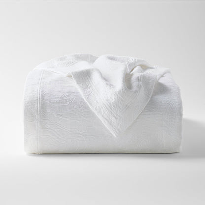 paisley white cotton matelasse coverlet 