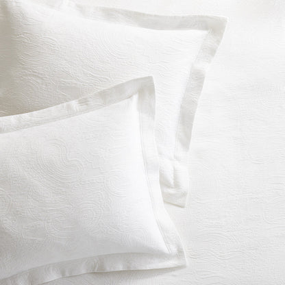Paisley white cotton matelasse shams