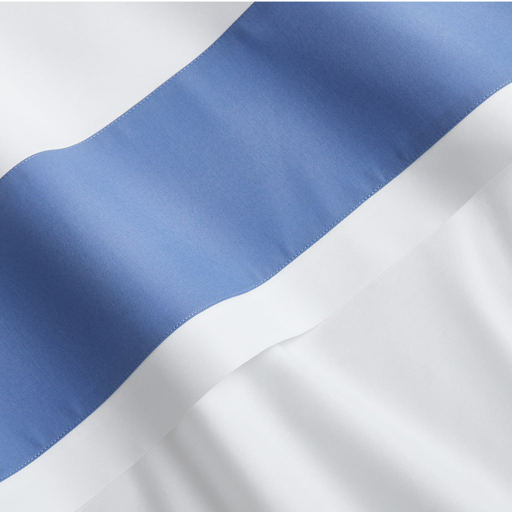 california king queen blue edged white cotton percale sheet set 