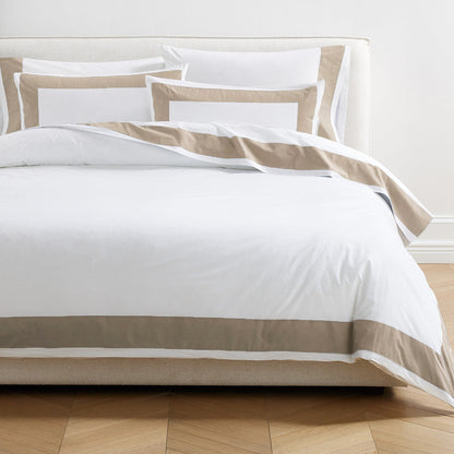 Khaki Wide-Band Percale Duvet Cover