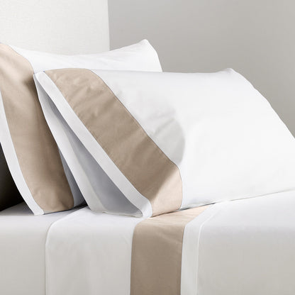 khaki wide-band percale sheet set standard king