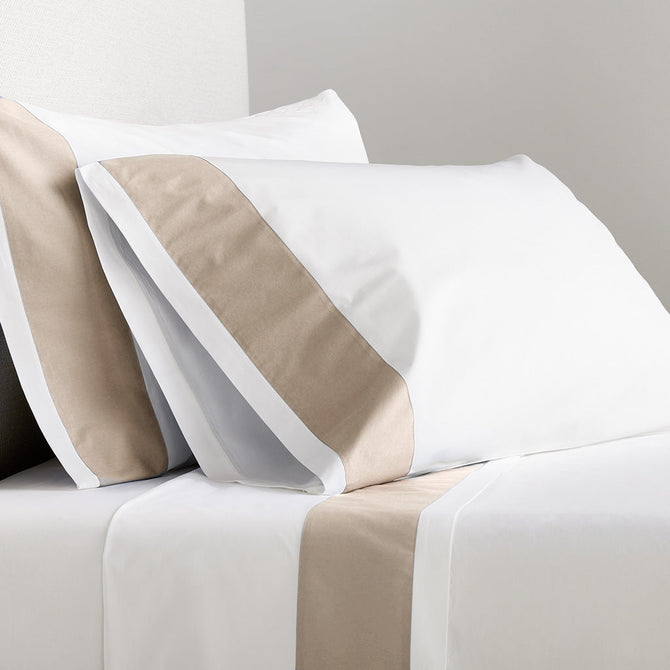 khaki wide-band percale sheet set standard king